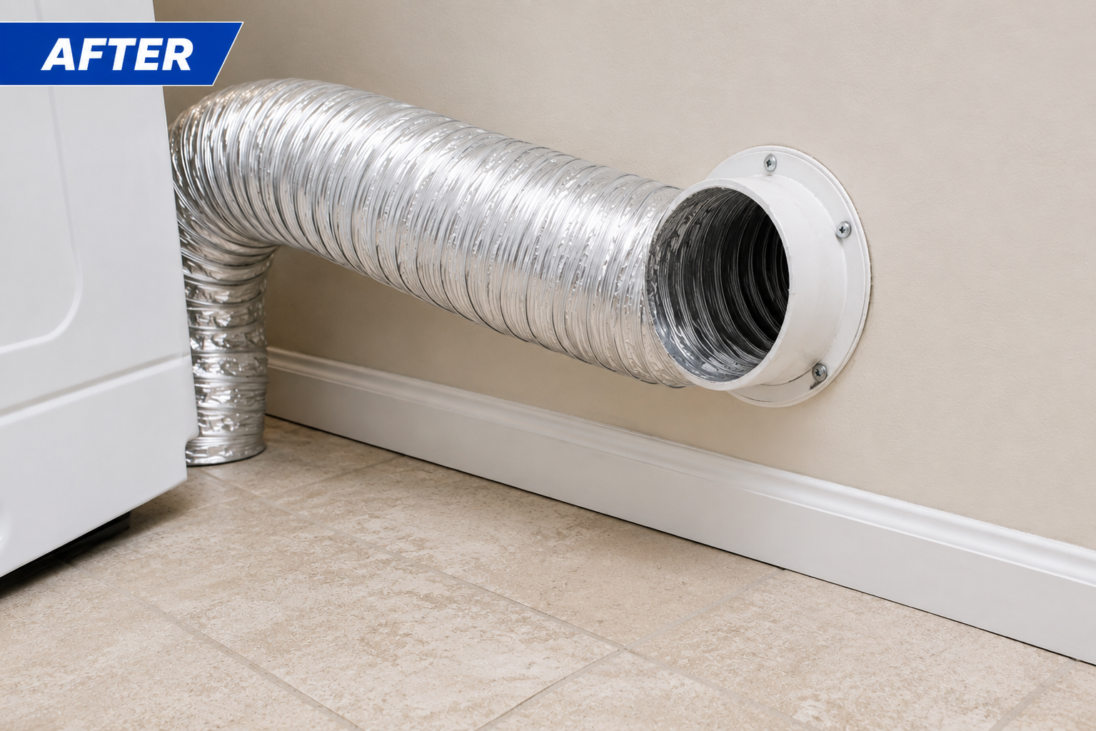 Dryer vent after professional cleaning in Plano Texas