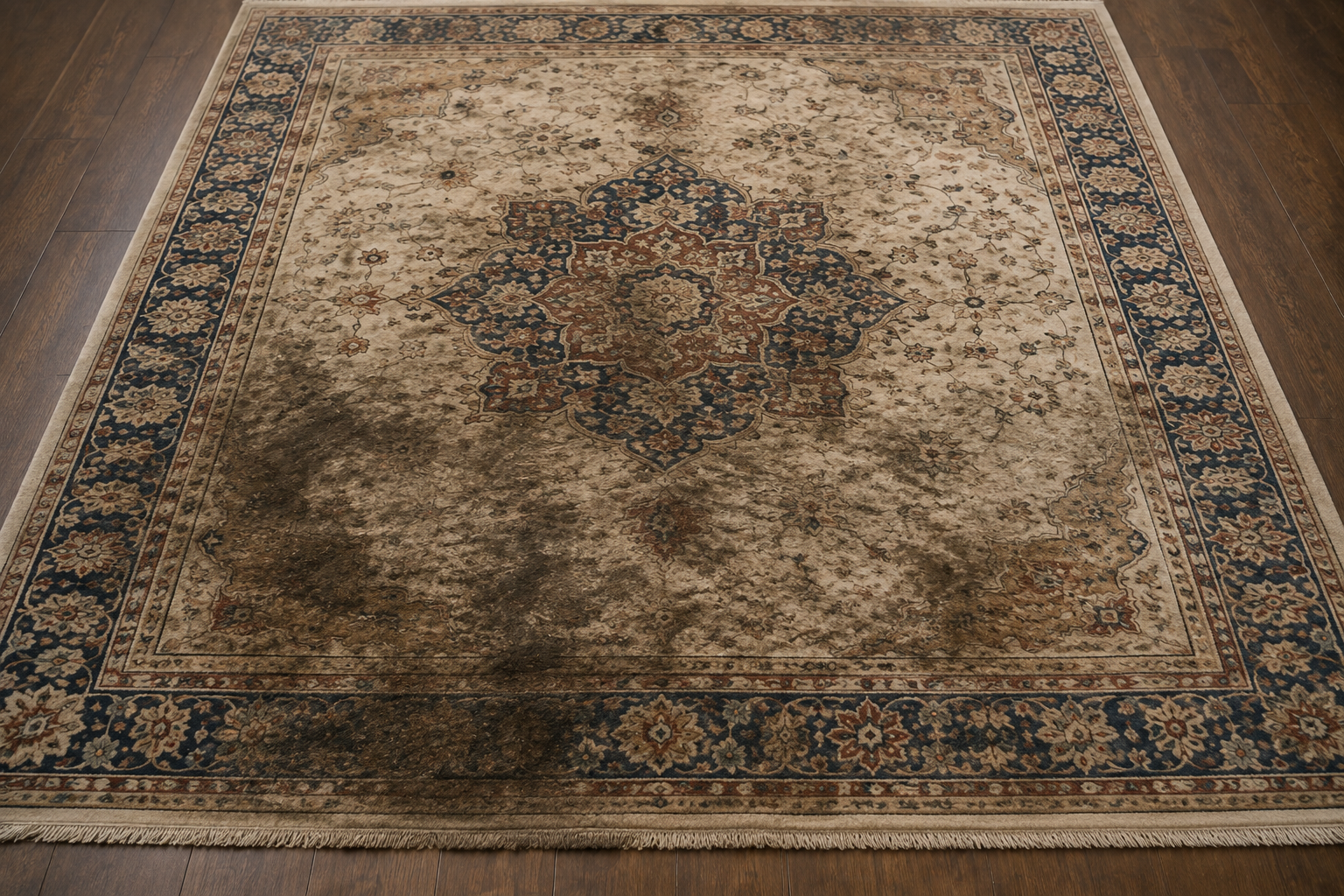 Rug before professional cleaning in Plano Texas