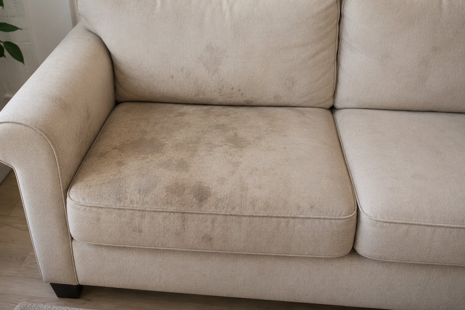 Upholstery before professional cleaning in Plano Texas